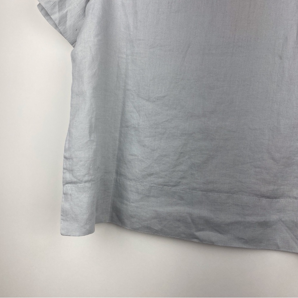 NWT Quince Women's 100% European Linen Short Sleeve Shirt XS Button Up Blue Mist - Picture 10 of 14